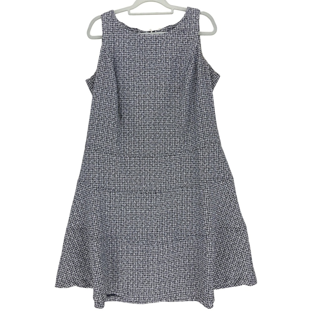 Shelby & Palmer Black White Tweed Shift Dress 14W Sleeveless Knit